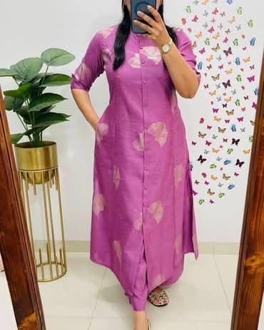 Designer Co-Ords Set in Aline Kurti & Pant With Pocket