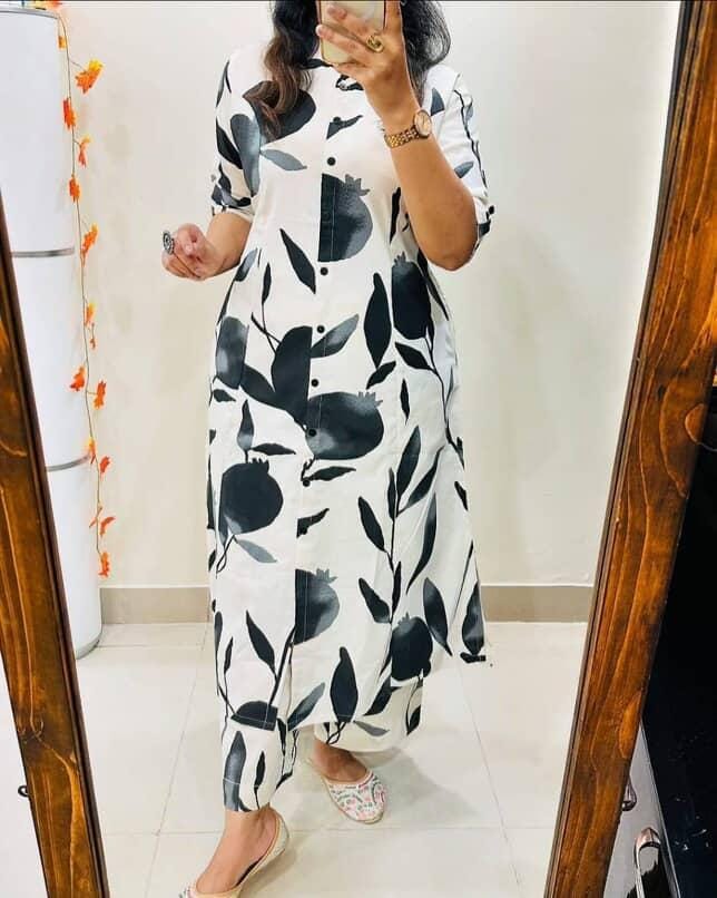 Designer Co-Ords Set in Aline Kurti & Pant With Pocket
