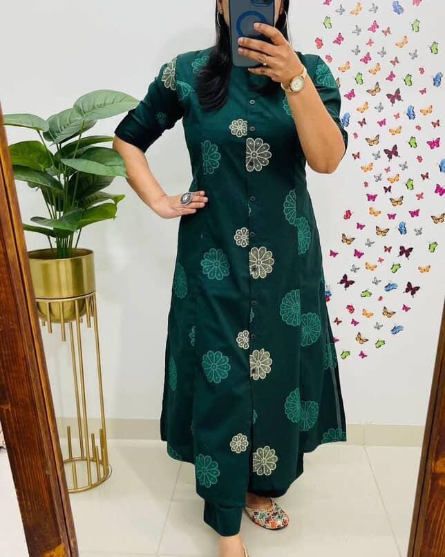 Designer Co-Ords Set in Aline Kurti & Pant With Pocket