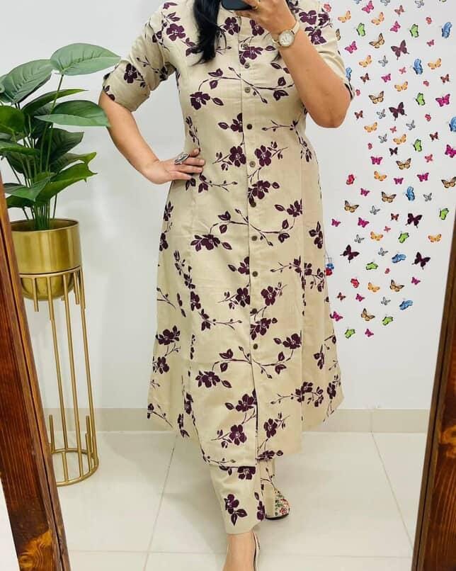 Designer Co-Ords Set in Aline Kurti & Pant With Pocket