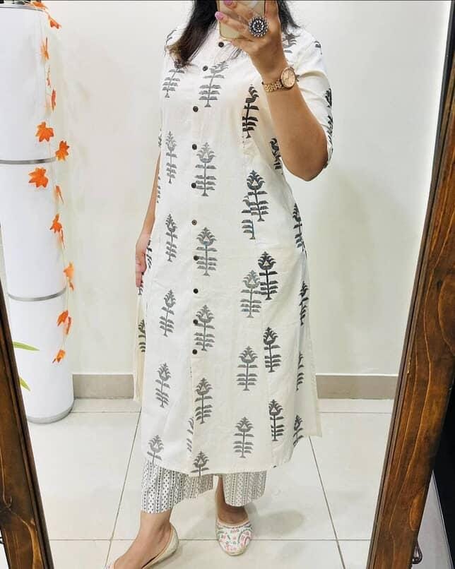 Designer Co-Ords Set in Aline Kurti & Pant With Pocket