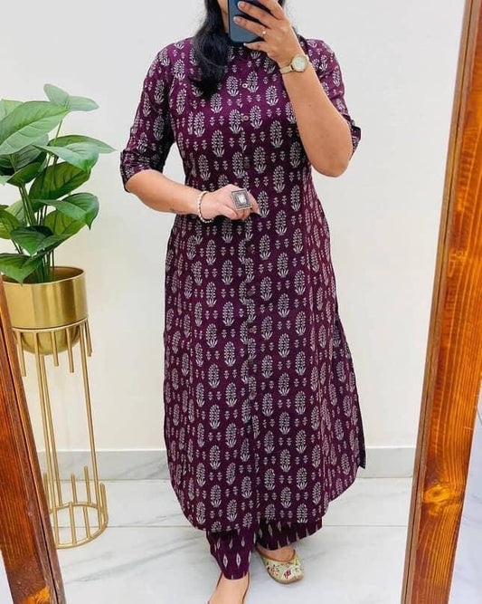 Designer Co-Ords Set in Aline Kurti & Pant With Pocket