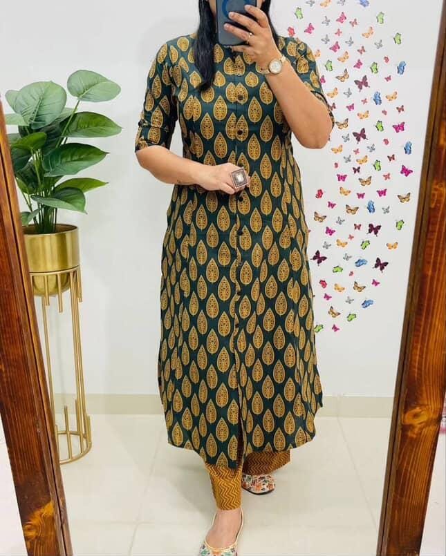 Designer Co-Ords Set in Aline Kurti & Pant With Pocket