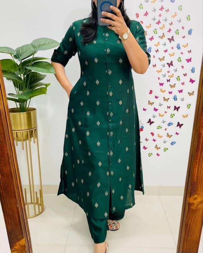Designer Co-Ords Set in Aline Kurti & Pant With Pocket