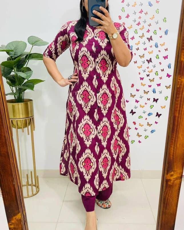 Designer Co-Ords Set in Aline Kurti & Pant With Pocket