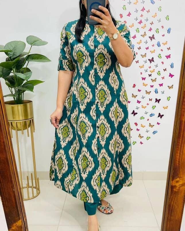 Designer Co-Ords Set in Aline Kurti & Pant With Pocket