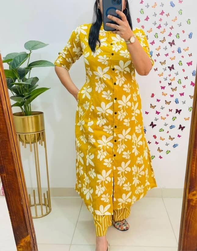 Designer Co-Ords Set in Aline Kurti & Pant With Pocket