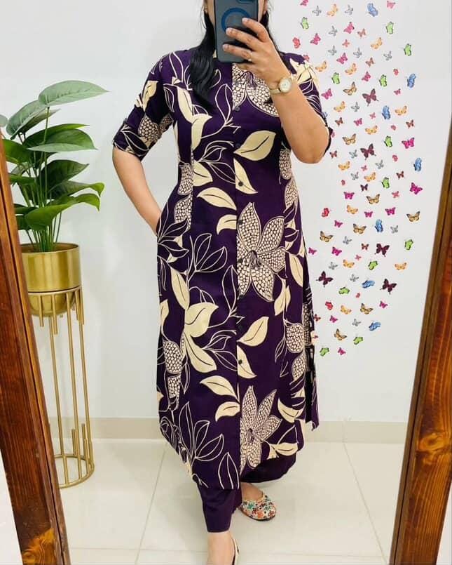 Designer Co-Ords Set in Aline Kurti & Pant With Pocket
