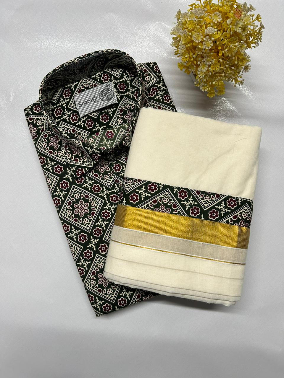 Ajrakh Shirt & Mundu Combo