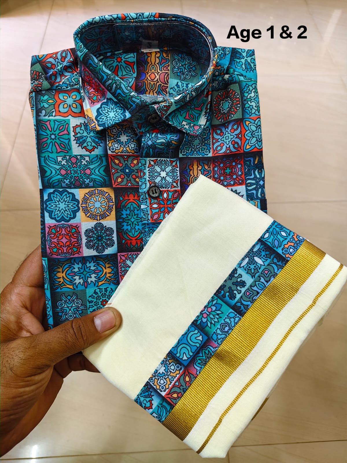 Ajrakh Print Kid's Mundu Shirt Combo | Original Premium Quality Limited Stock