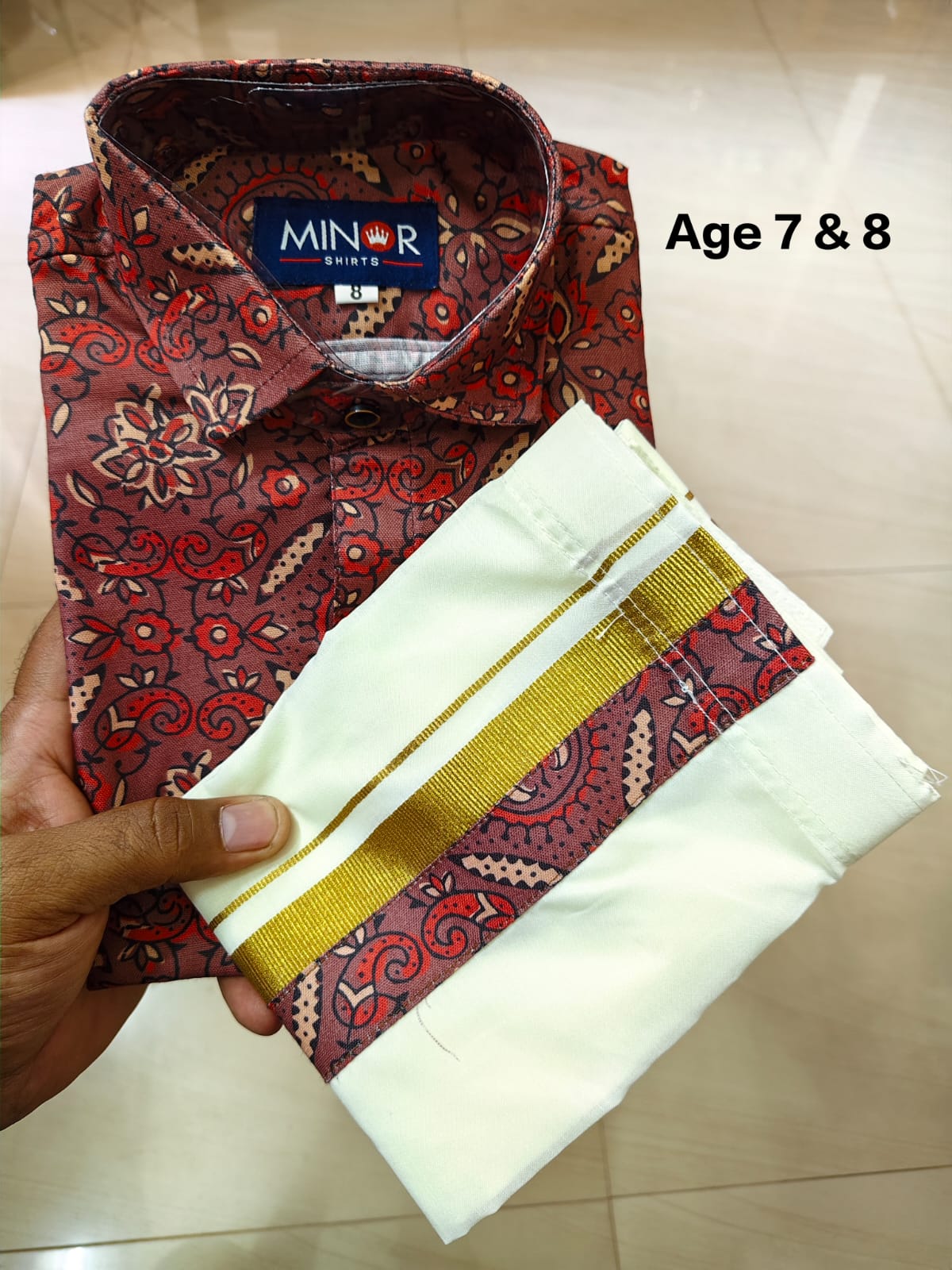Ajrakh Print Kid's Mundu Shirt Combo | Original Premium Quality Limited Stock
