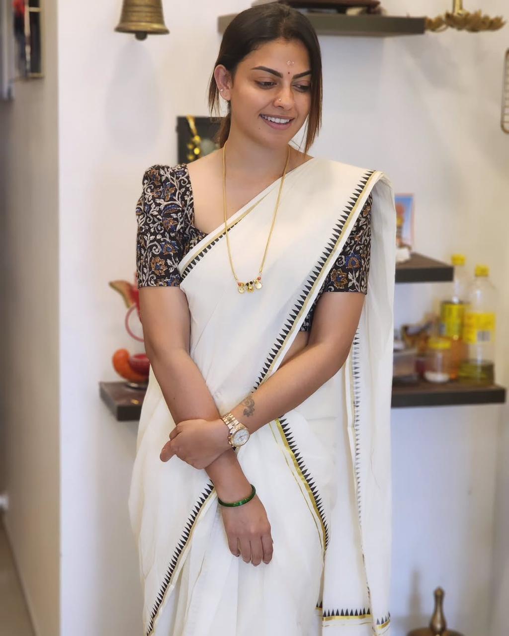 Anushree Actress Inspired Temple Set Mundu | Premium Quality