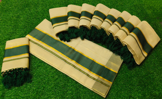 Gold Tissue Settu Mundu – Traditional Kerala Elegance