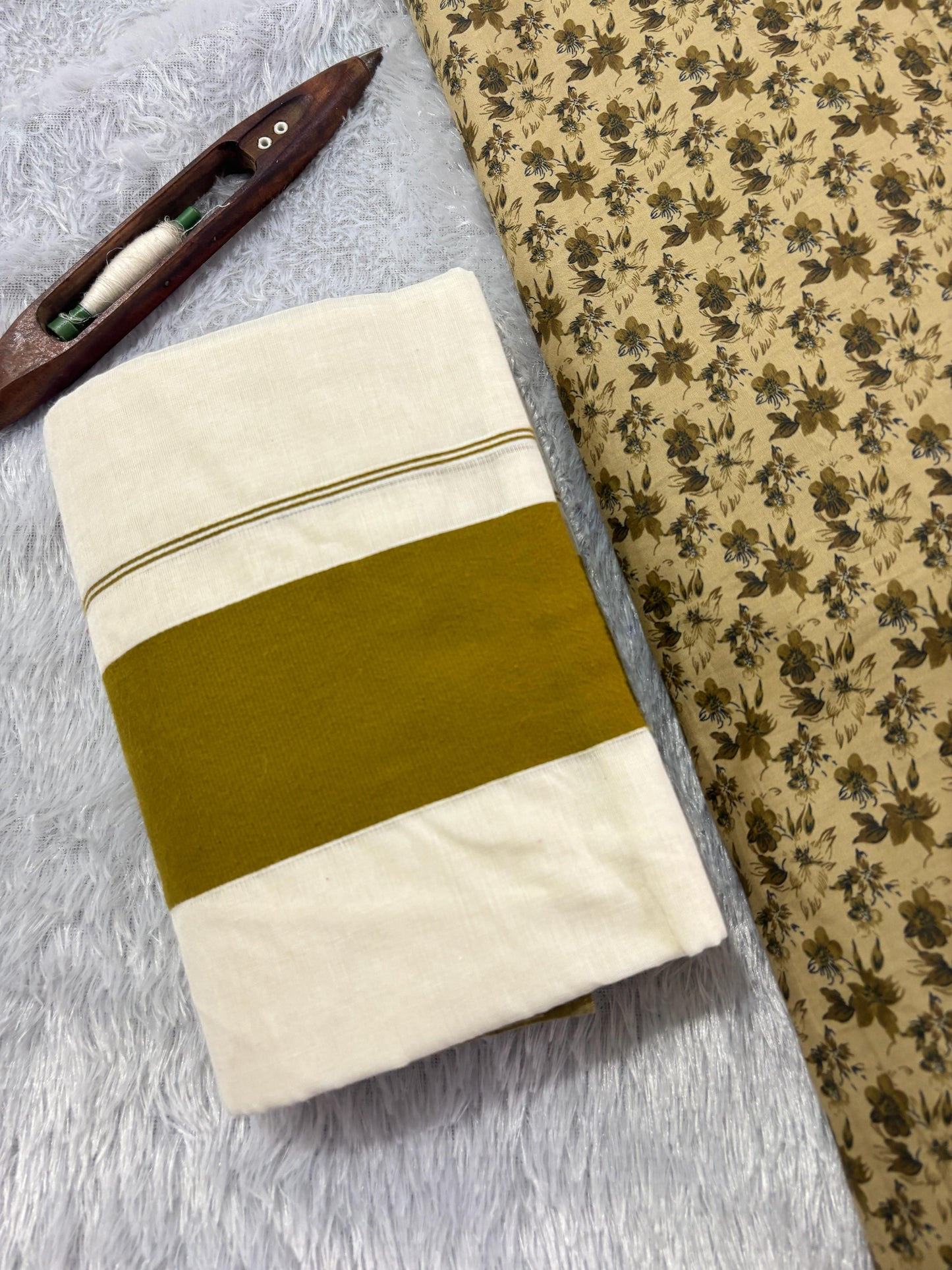 Kattikara Premium Cotton Set Mundu with Blouse Combo – Traditional Kerala Wear