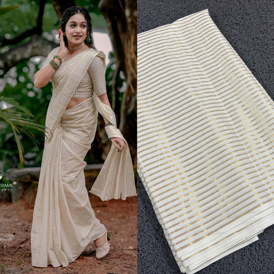 Micro Stripes Cotton Saree – Premium Quality