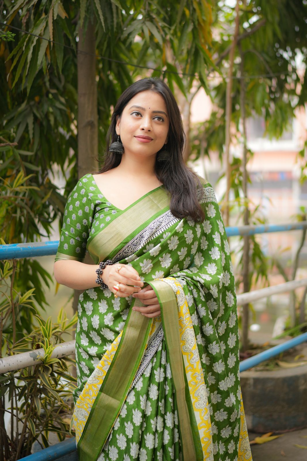 Fancy Ajrakh Style Printed Saree - Premium Quality