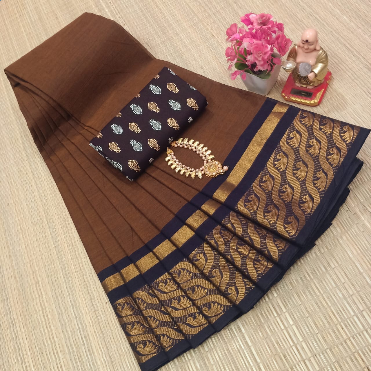 Pure Cotton Sarees With Kalamkari blouse fabric
