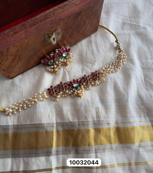 Pearl Choker With Lotus Necklace | Original Premium Quality
