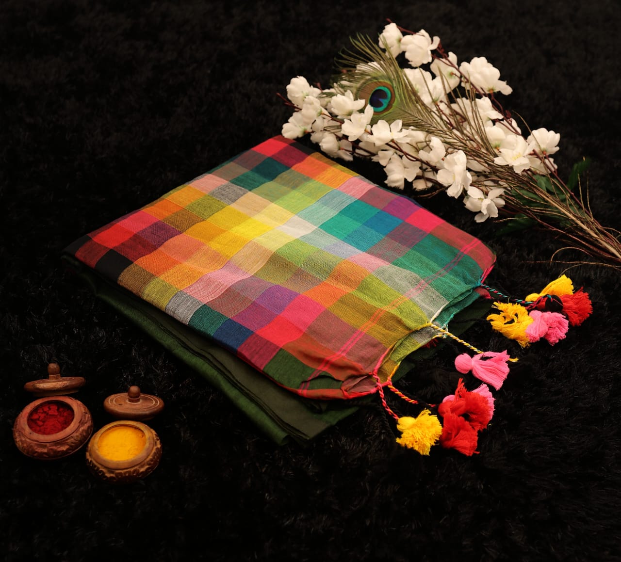 Exclusive Multi-Colour Mul Cotton Rainbow Saree β Summer Collection