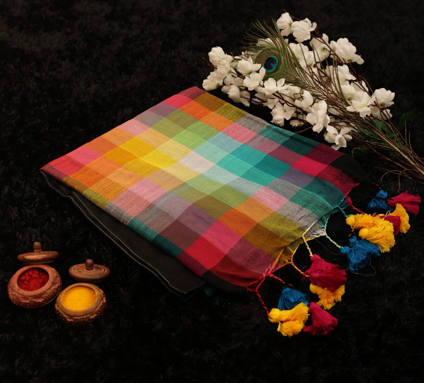 Exclusive Multi-Colour Mul Cotton Rainbow Saree β Summer Collection