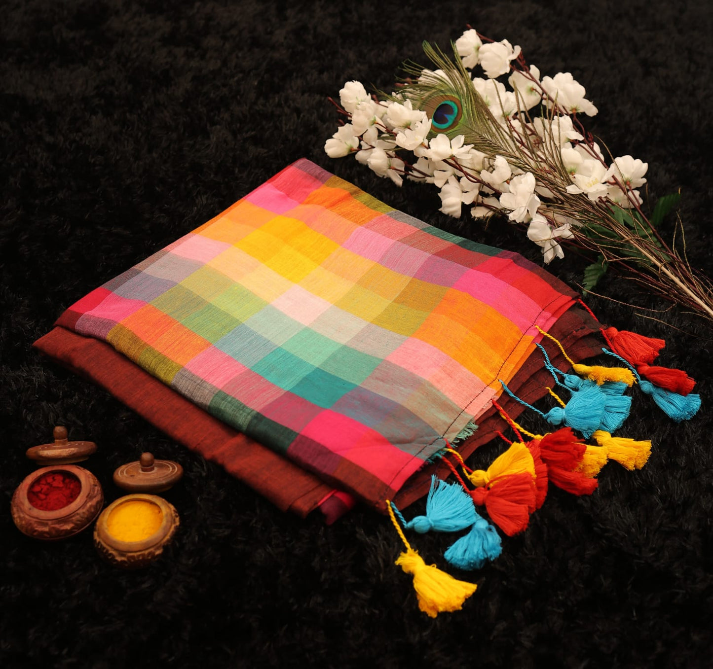 Exclusive Multi-Colour Mul Cotton Rainbow Saree β Summer Collection