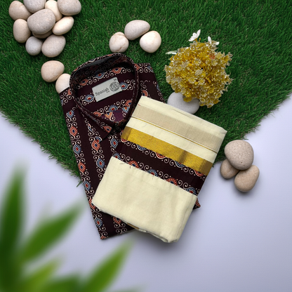 Ajrakh Shirt & Mundu Combo