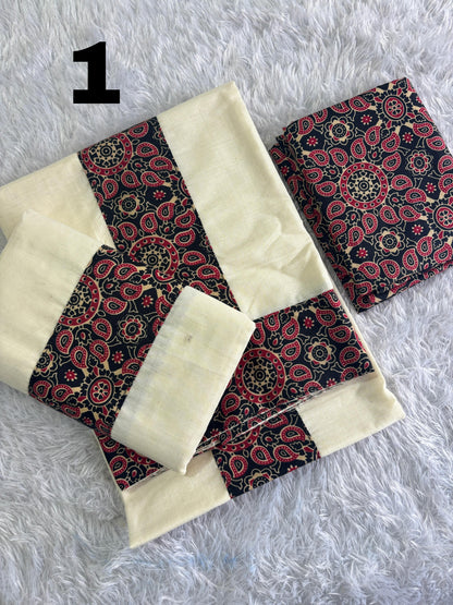 Ajrakh Set Mundu with Blouse – Traditional Elegance