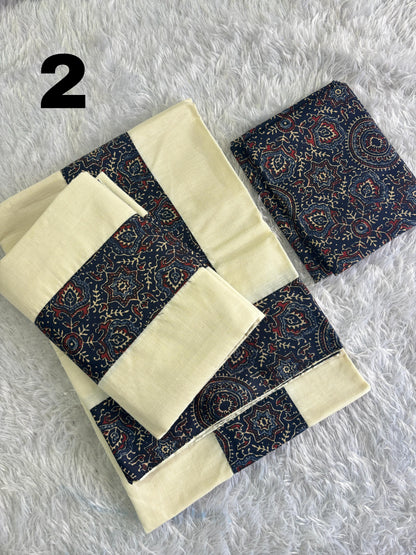 Ajrakh Set Mundu with Blouse – Traditional Elegance