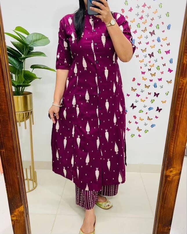 Designer Co-Ords Set in Aline Kurti & Pant With Pocket