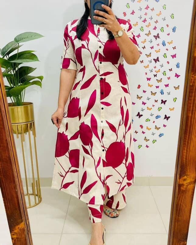 Designer Co-Ords Set in Aline Kurti & Pant With Pocket