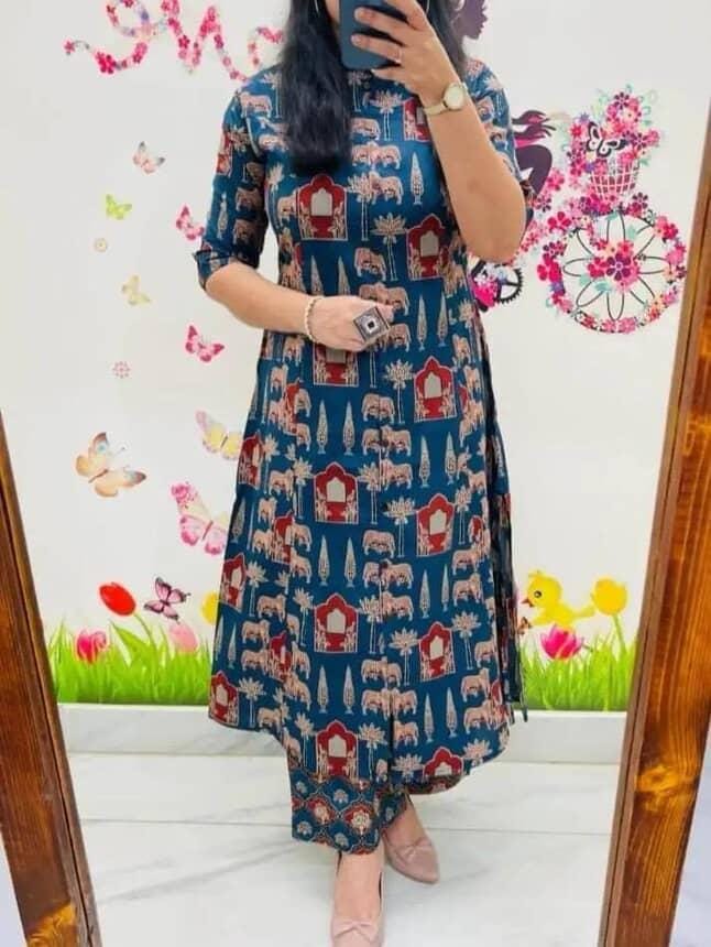 Designer Co-Ords Set in Aline Kurti & Pant With Pocket