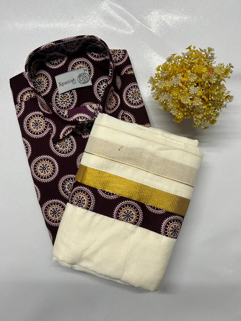 Ajrakh Shirt & Mundu Combo