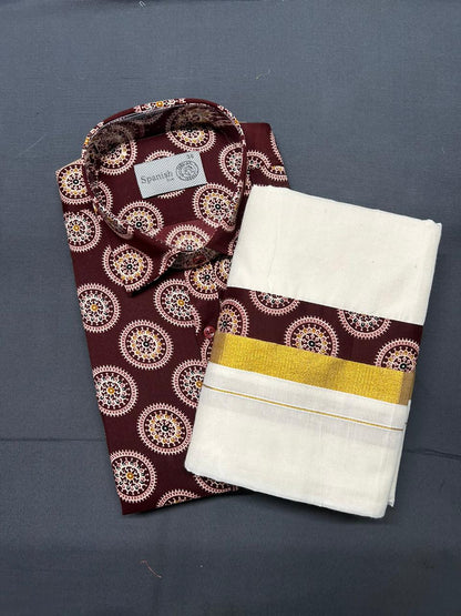 Ajrakh Shirt & Mundu Combo