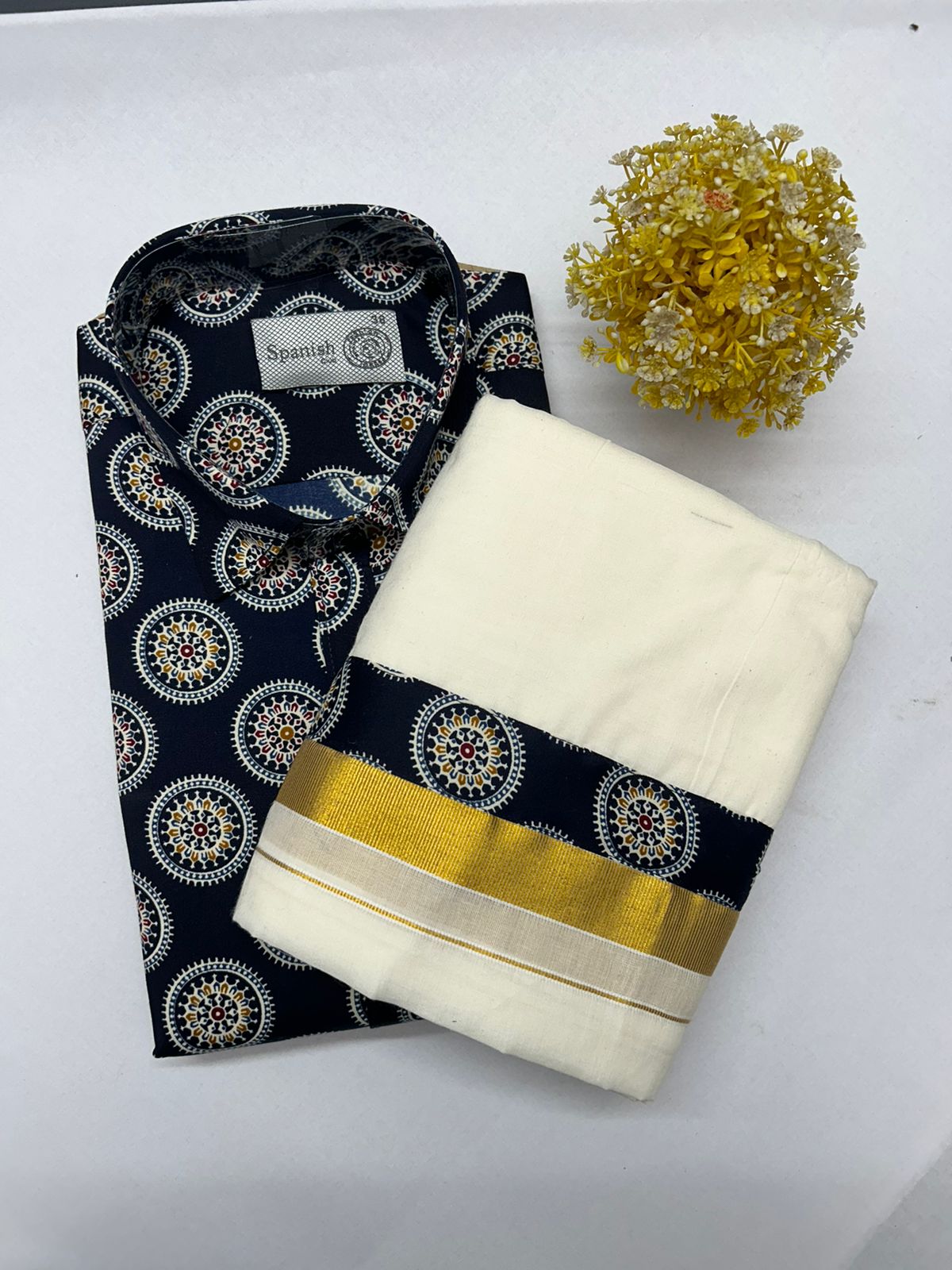 Ajrakh Shirt & Mundu Combo