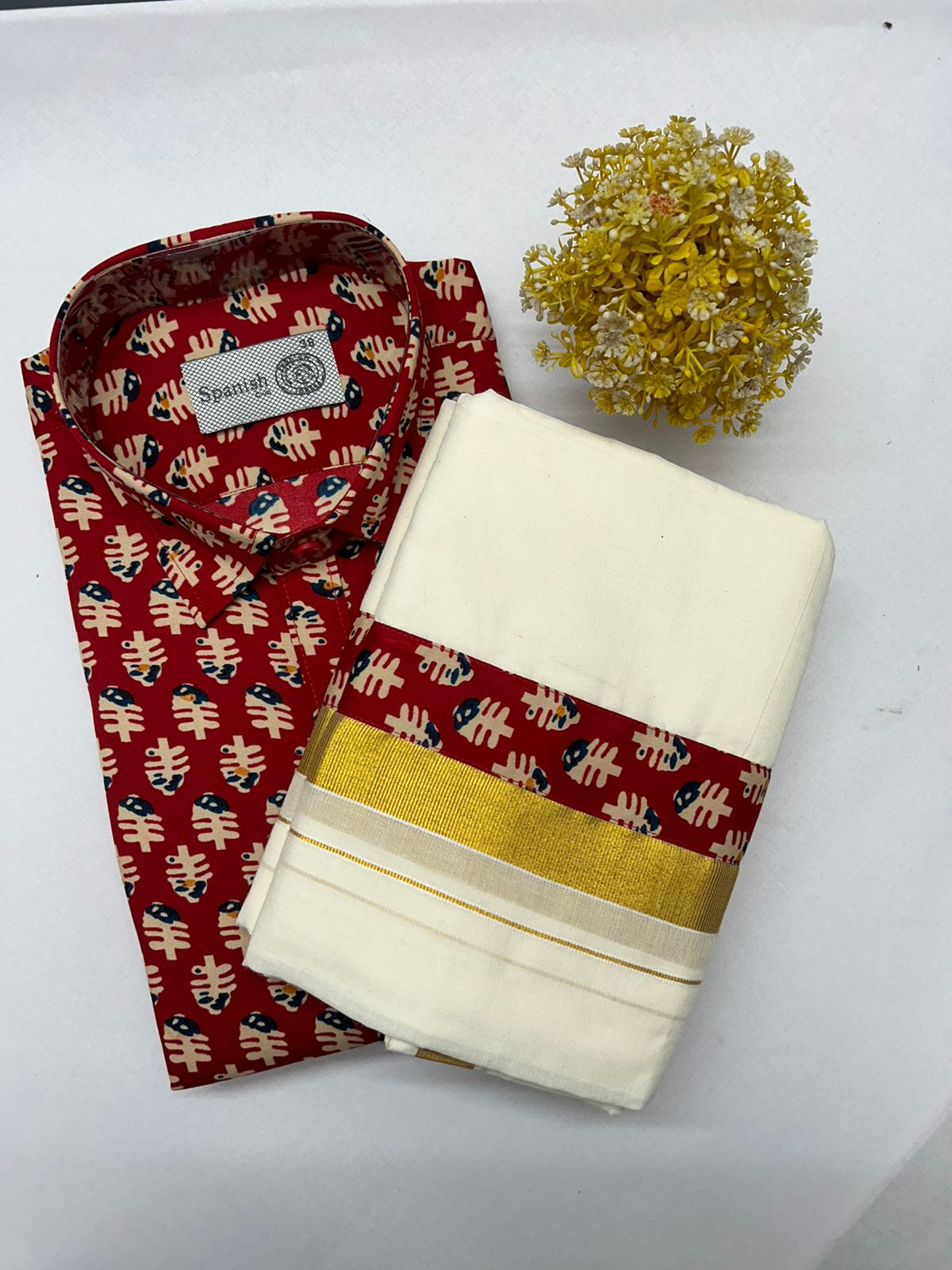 Ajrakh Shirt & Mundu Combo