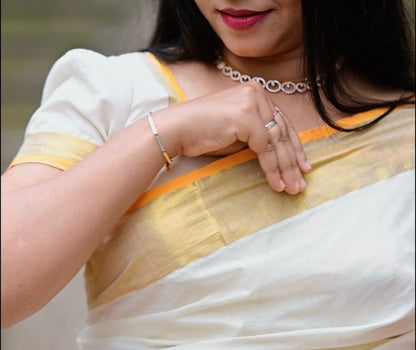 Balaramapuram Handloom Inspired Plain Cotton Kasavu Saree | Kerala Special Premium Quality Saree