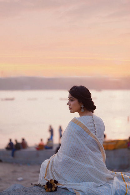 Silver Gold Cotton Ready to Wear Saree & Normal Saree | Premium Original Quality