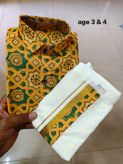Ajrakh Print Kid's Mundu Shirt Combo |  Original Premium Quality Limited Stock