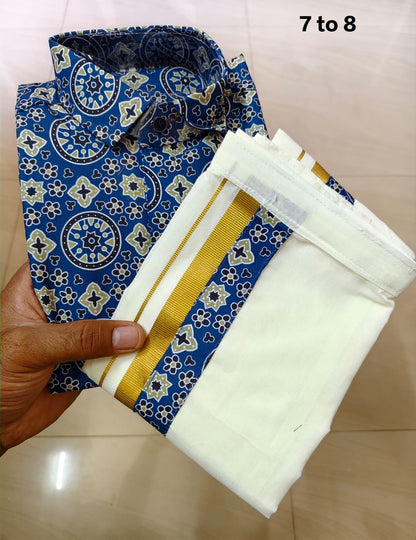 Ajrakh Print Kid's Mundu Shirt Combo |  Original Premium Quality Limited Stock