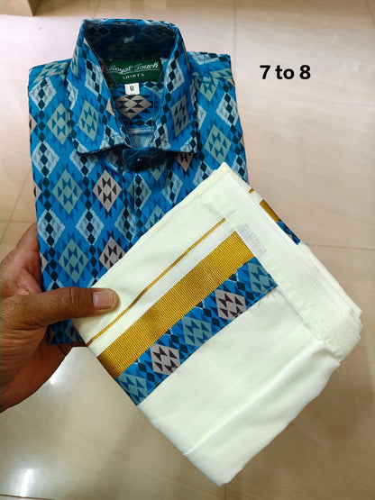 Ajrakh Print Kid's Mundu Shirt Combo |  Original Premium Quality Limited Stock