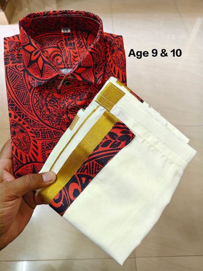 Ajrakh Print Kid's Mundu Shirt Combo |  Original Premium Quality Limited Stock