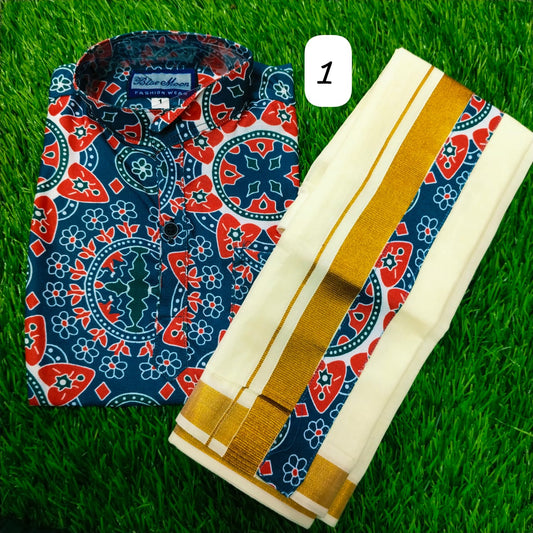 Kid's Mundu Shirt Combo |  Original Premium Quality
