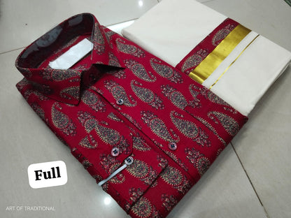 Cotton Linen Festival Shirts &amp; Traditional Mundu | Premium Quality