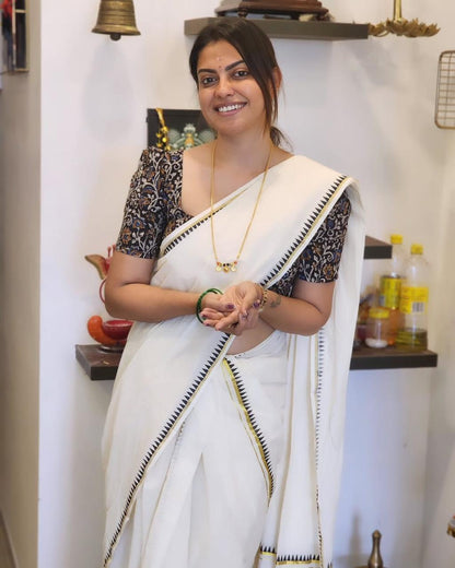 Anushree Actress Inspired Temple Set Mundu | Premium Quality