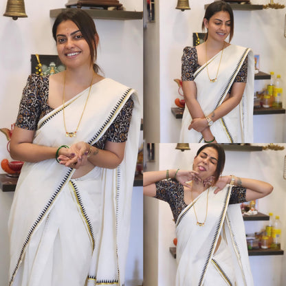 Anushree Actress Inspired Temple Set Mundu | Premium Quality