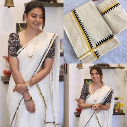 Anushree Actress Inspired Temple Set Mundu | Premium Quality