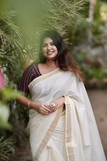 Kerala Kasavu Cotton Ready to Wear Saree