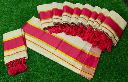 Gold Tissue Settu Mundu – Traditional Kerala Elegance