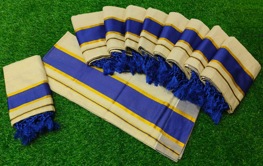Gold Tissue Settu Mundu – Traditional Kerala Elegance