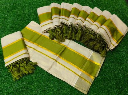 Gold Tissue Settu Mundu – Traditional Kerala Elegance